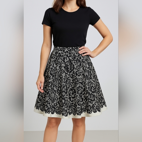 NWT White House Black Market Embellished Fit and Flare Skirt With Pockets (#967) - Picture 1 of 8